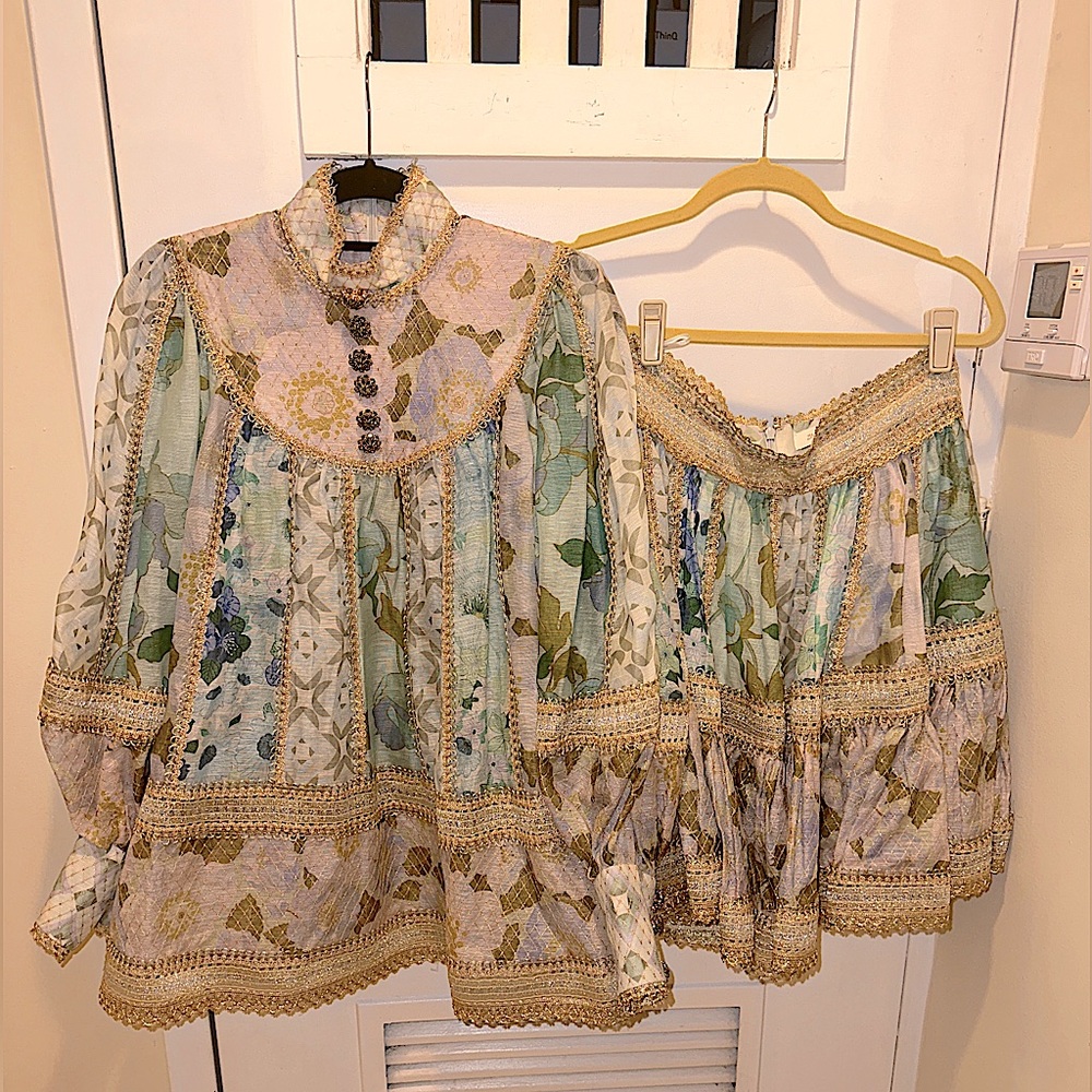 Zimmermann Rhythm Scalloped Skirt and Top - Two Piece Set